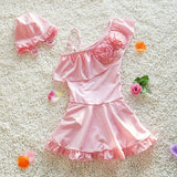 Ruffled Swimsuit w/Matching Swim Hat