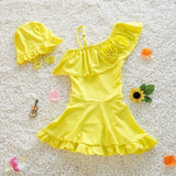 Ruffled Swimsuit w/Matching Swim Hat